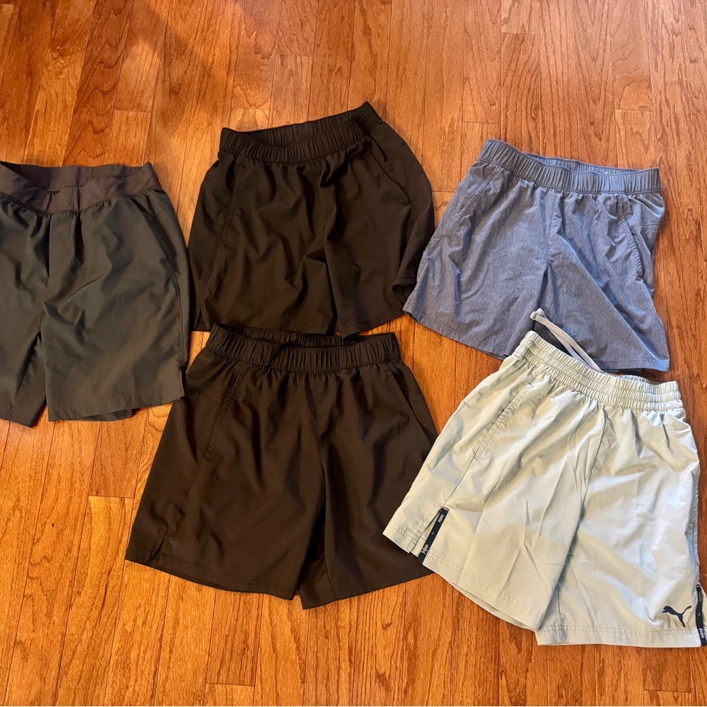 Men's Athletic Shorts - Black and Gray bundle of 5